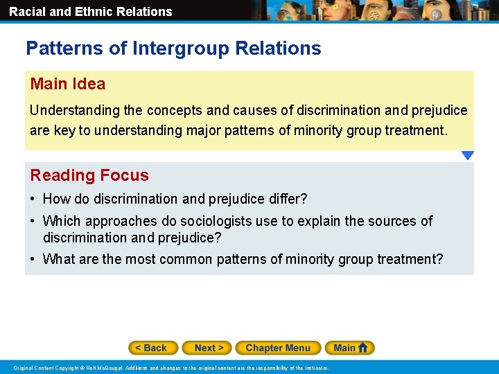 Racial and Ethnic Relations Patterns of Intergroup Relations Main Idea Understanding the concepts and