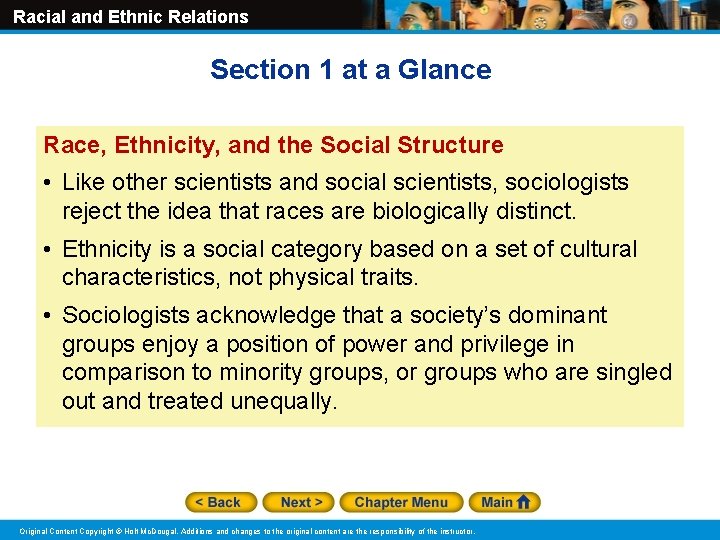 Racial and Ethnic Relations Section 1 at a Glance Race, Ethnicity, and the Social