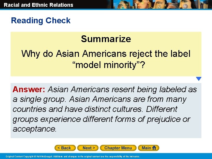 Racial and Ethnic Relations Reading Check Summarize Why do Asian Americans reject the label