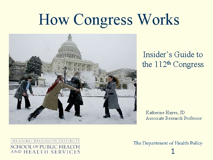 How Congress Works Insider’s Guide to the 112 th Congress Katherine Hayes, JD Associate