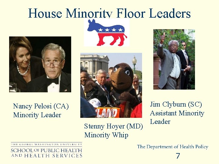 House Minority Floor Leaders Nancy Pelosi (CA) Minority Leader Stenny Hoyer (MD) Minority Whip