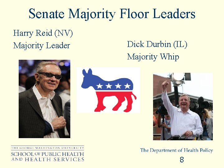 Senate Majority Floor Leaders Harry Reid (NV) Majority Leader Dick Durbin (IL) Majority Whip