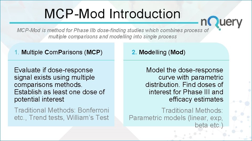 MCP-Mod Introduction MCP-Mod is method for Phase IIb dose-finding studies which combines process of