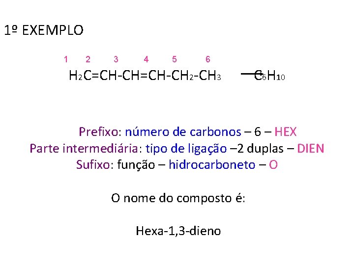 1º EXEMPLO 1 2 3 4 5 6 H 2 C=CH-CH 2 -CH 3
