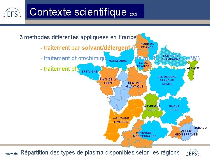 Contexte scientifique (2/2) 3 méthodes différentes appliquées en France : NORD DE FRANCE -