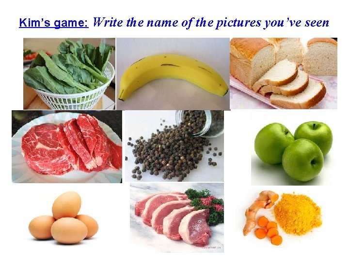 Kim’s game: Write the name of the pictures you’ve seen 