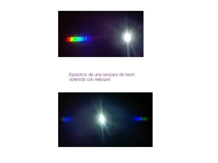 Espectros de una lampara de neon obtenido con webcam 