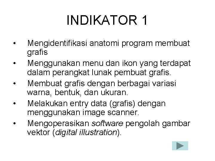 INDIKATOR 1 • • • Mengidentifikasi anatomi program membuat grafis Menggunakan menu dan ikon