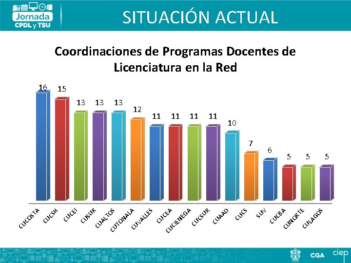 SITUACIÓN ACTUAL Coordinaciones de Programas Docentes de Licenciatura en la Red 15 11 10