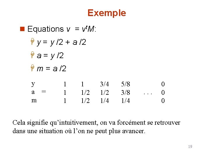 Exemple n Equations v = vt. M: H y = y /2 + a