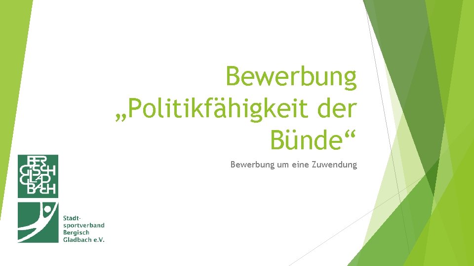 Bewerbung „Politikfähigkeit der Bünde“ Bewerbung um eine Zuwendung 