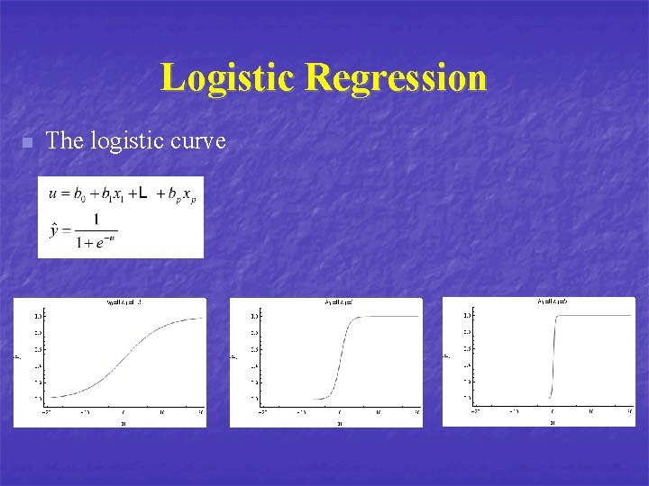 Logistic Regression n The logistic curve 