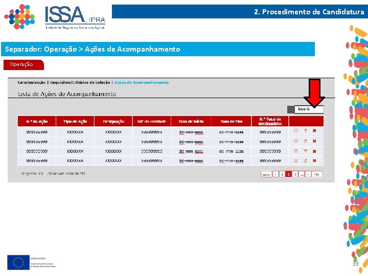 2. Procedimento de Candidatura Separador: Operação > Ações de Acompanhamento Operação 33 