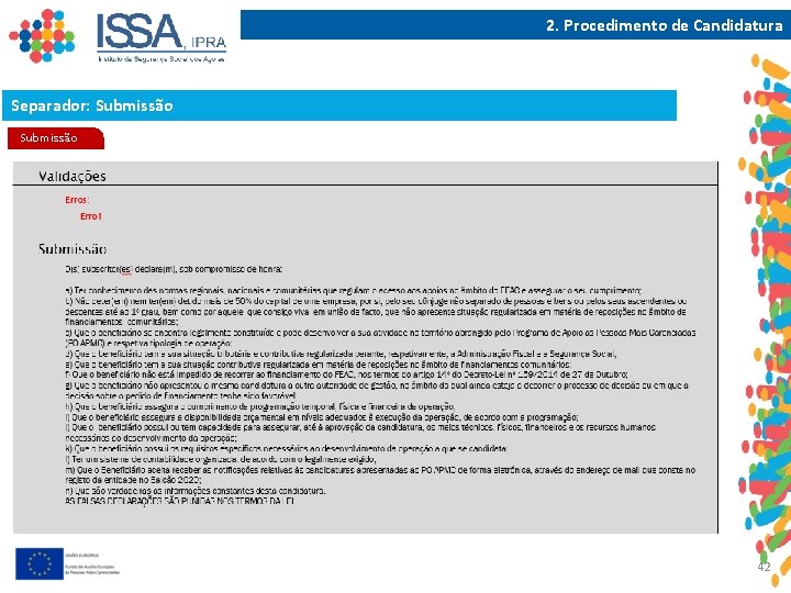 2. Procedimento de Candidatura Separador: Submissão 42 