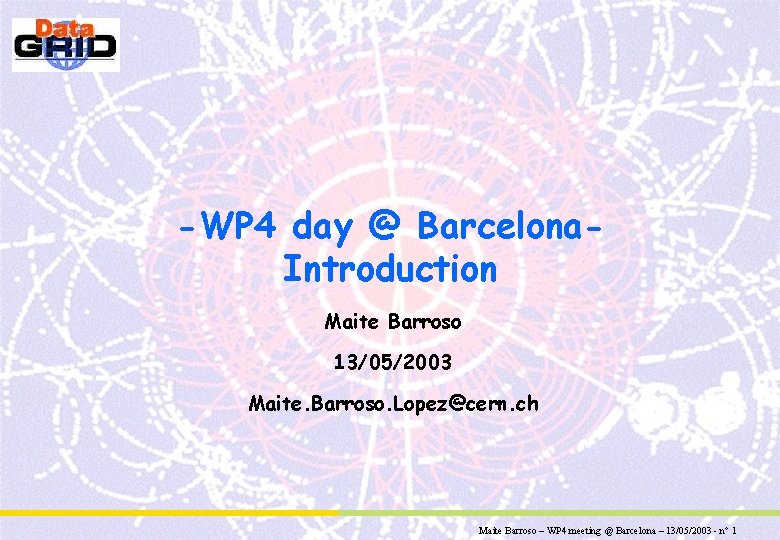 -WP 4 day @ Barcelona. Introduction Maite Barroso 13/05/2003 Maite. Barroso. Lopez@cern. ch Maite