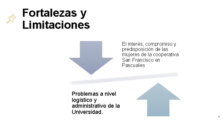 Fortalezas y Limitaciones El interés, compromiso y predisposición de las mujeres de la cooperativa