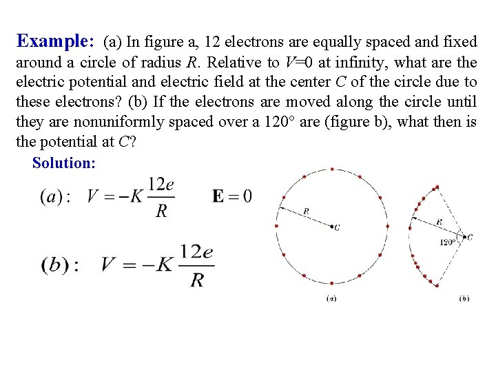 Example: (a) In figure a, 12 electrons are equally spaced and fixed around a