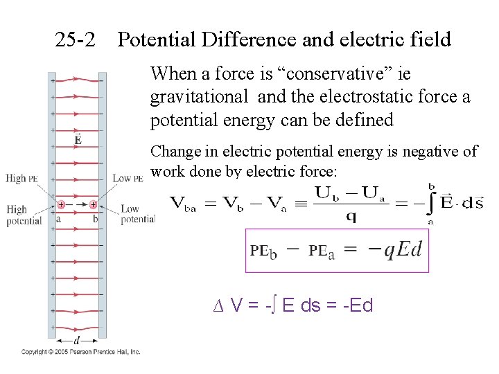 25 -2 Potential Difference and electric field When a force is “conservative” ie gravitational