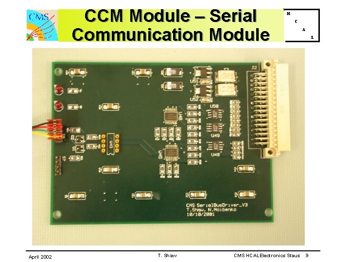 CCM Module – Serial Communication Module April 2002 T. Shaw H C CMS HCALElectronics