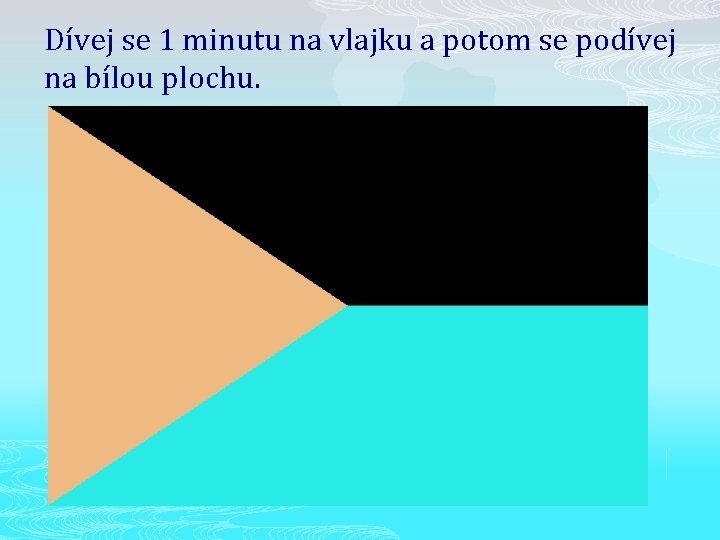 Dívej se 1 minutu na vlajku a potom se podívej na bílou plochu. 