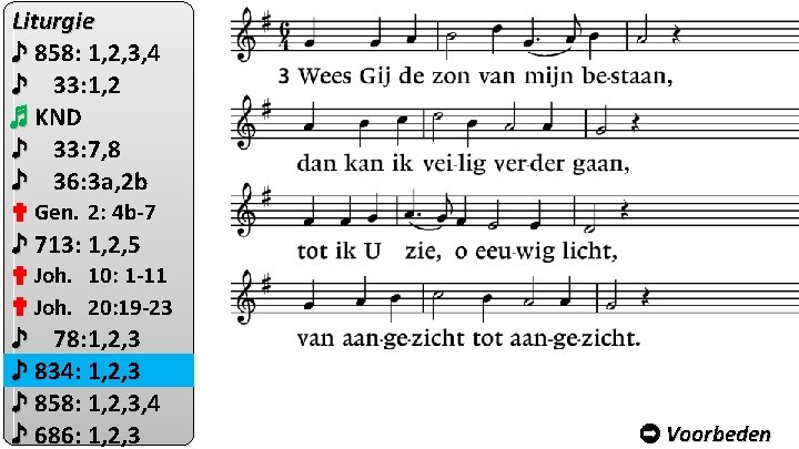 Liturgie ♪ 858: 1, 2, 3, 4 ♪ 33: 1, 2 ♬ KND ♪