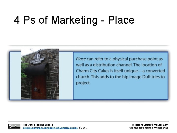 4 Ps of Marketing - Place This work is licensed under a Creative Commons