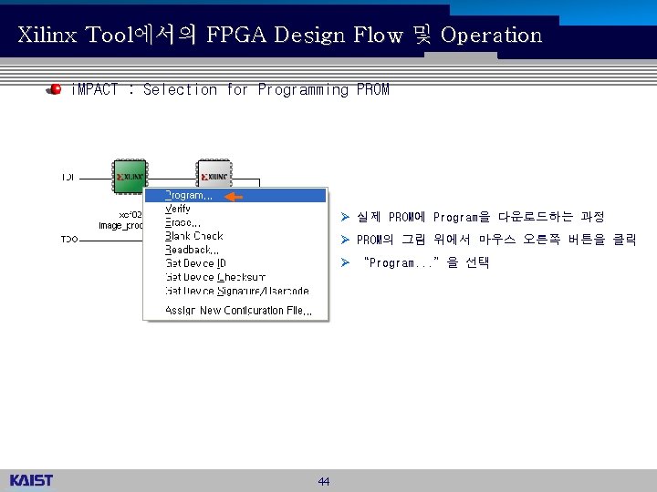 Xilinx Tool에서의 FPGA Design Flow 및 Operation i. MPACT : Selection for Programming PROM