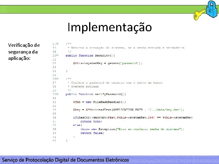 Implementação Verificação de segurança da aplicação: 