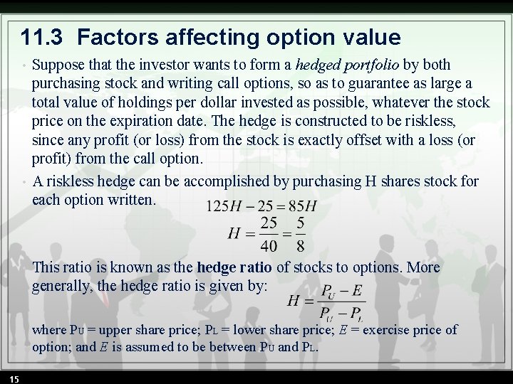 11. 3 Factors affecting option value • • 15 Suppose that the investor wants 11. 3 Factors affecting option value • • 15 Suppose that the investor wants