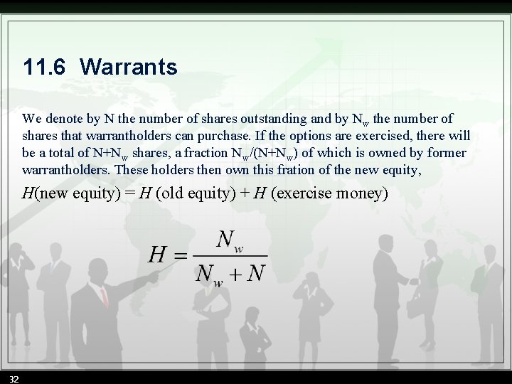 11. 6 Warrants We denote by N the number of shares outstanding and by 11. 6 Warrants We denote by N the number of shares outstanding and by