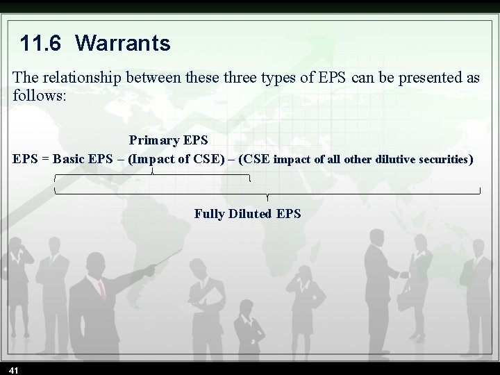 11. 6 Warrants The relationship between these three types of EPS can be presented 11. 6 Warrants The relationship between these three types of EPS can be presented