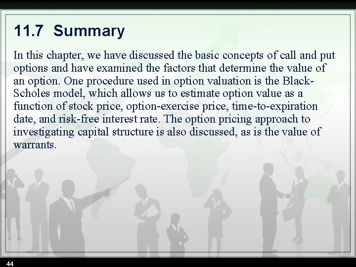 11. 7 Summary In this chapter, we have discussed the basic concepts of call 11. 7 Summary In this chapter, we have discussed the basic concepts of call