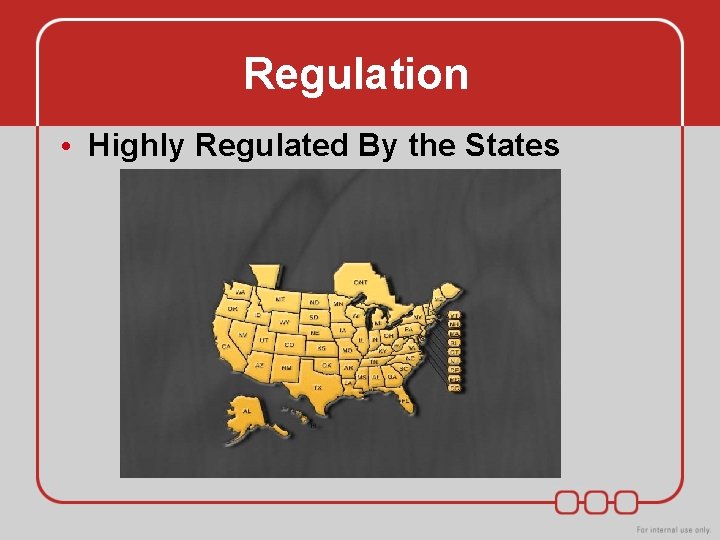 Regulation • Highly Regulated By the States Regulation • Highly Regulated By the States