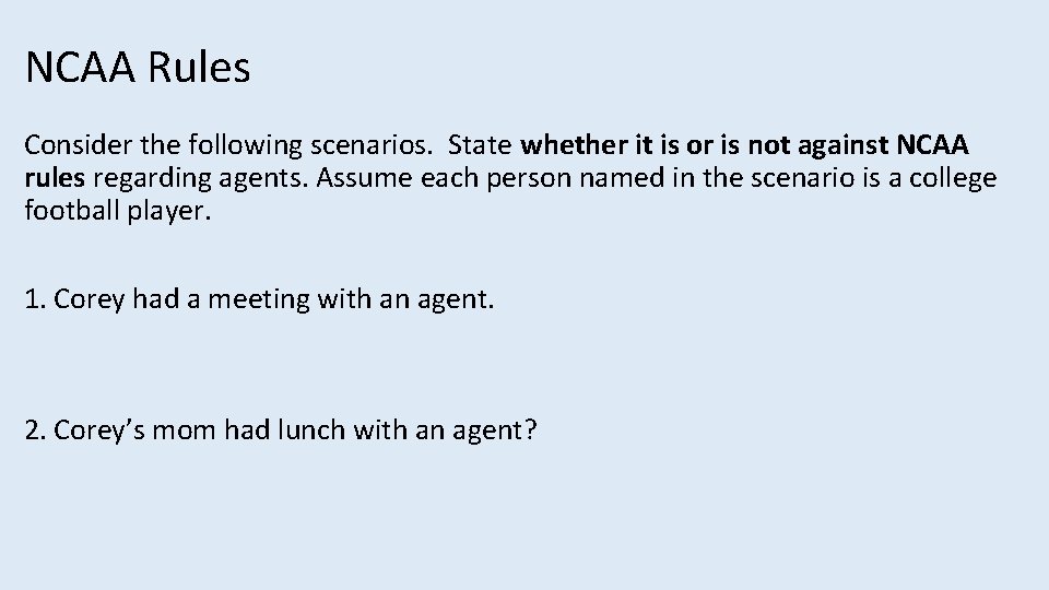 Rules and regulations governing sports agents The laws