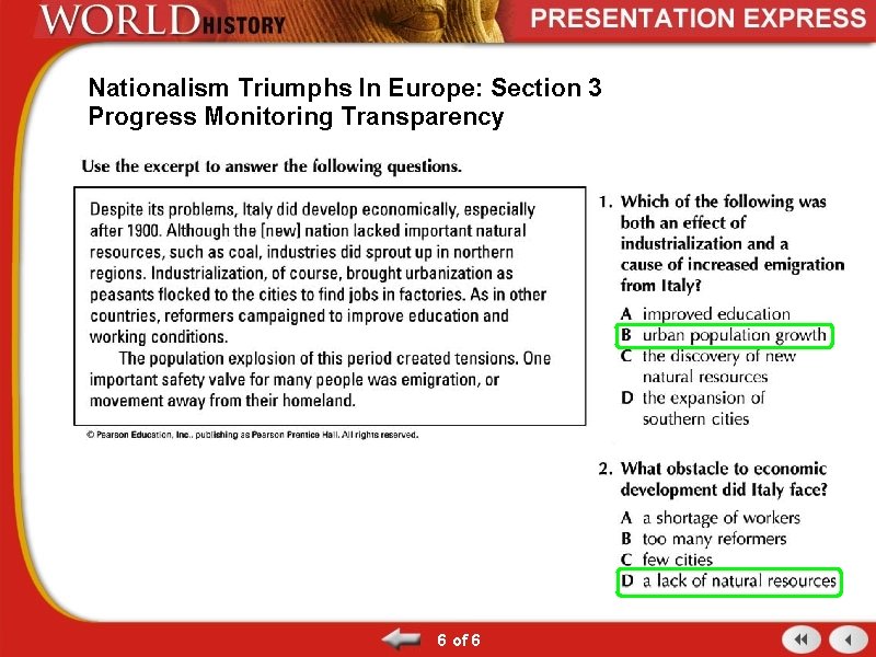 Nationalism Triumphs In Europe: Section 3 Progress Monitoring Transparency 6 of 6 