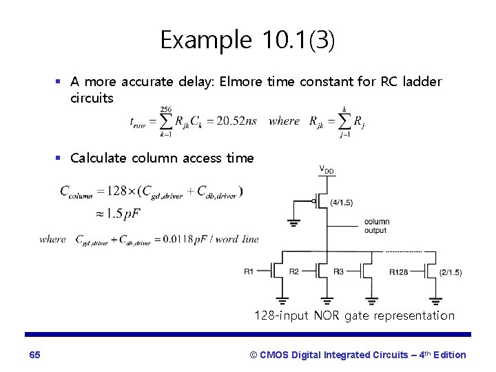 Example 10. 1(3) § A more accurate delay: Elmore time constant for RC ladder