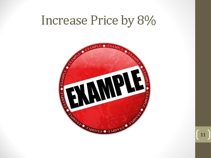 Increase Price by 8% 11 