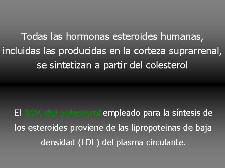 Todas las hormonas esteroides humanas, incluidas las producidas en la corteza suprarrenal, se sintetizan Todas las hormonas esteroides humanas, incluidas las producidas en la corteza suprarrenal, se sintetizan