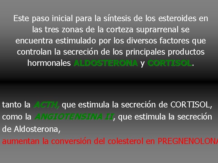 Este paso inicial para la síntesis de los esteroides en las tres zonas de Este paso inicial para la síntesis de los esteroides en las tres zonas de