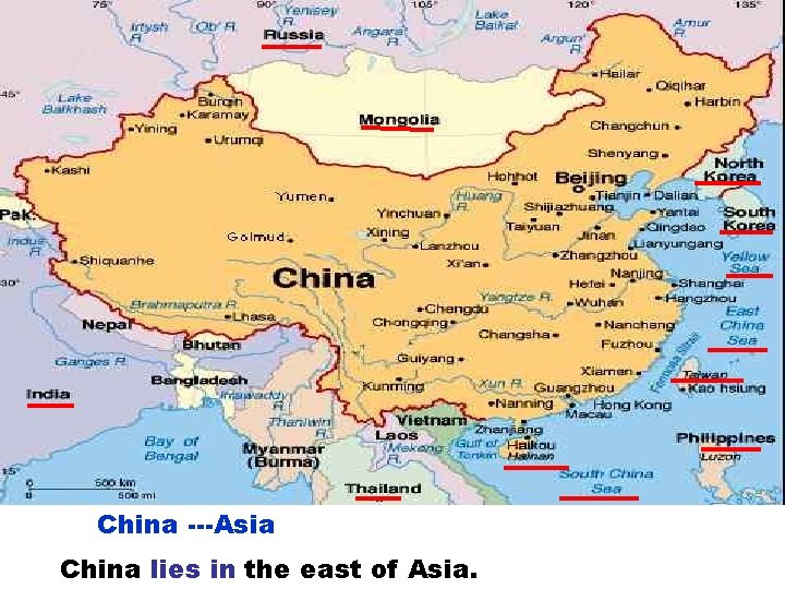 China ---Asia China lies in the east of Asia. 