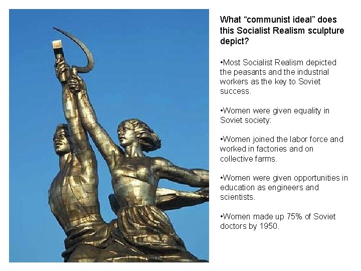 What “communist ideal” does this Socialist Realism sculpture depict? • Most Socialist Realism depicted