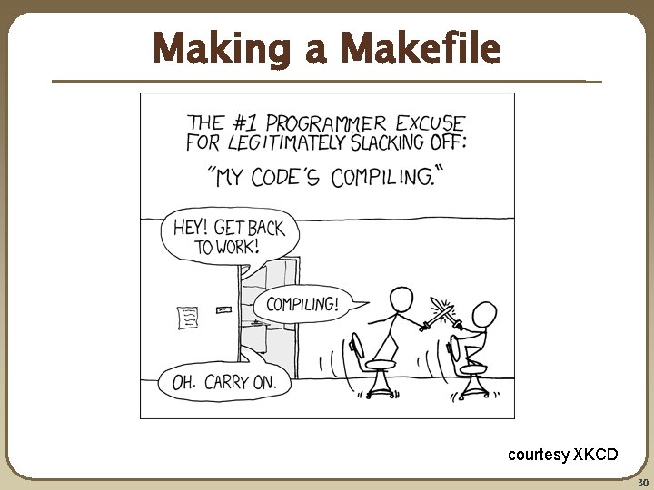 Making a Makefile courtesy XKCD 30 Making a Makefile courtesy XKCD 30