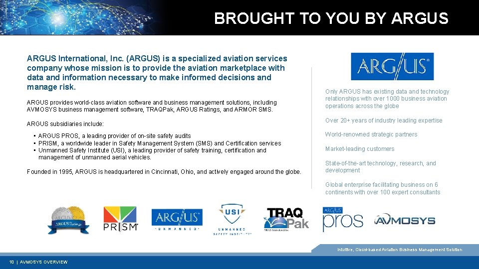 BROUGHT TO YOU BY ARGUS International, Inc. (ARGUS) is a specialized aviation services company