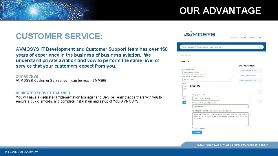 OUR ADVANTAGE CUSTOMER SERVICE: AVMOSYS IT Development and Customer Support team has over 150