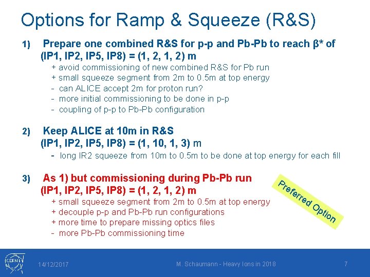 Options for Ramp & Squeeze (R&S) 1) Prepare one combined R&S for p-p and