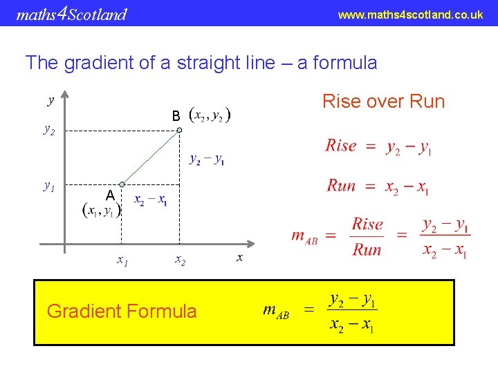 maths 4 Scotland www. maths 4 scotland. co. uk The gradient of a straight