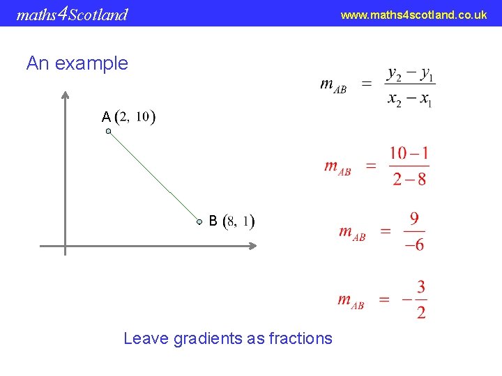 maths 4 Scotland www. maths 4 scotland. co. uk An example A B Leave