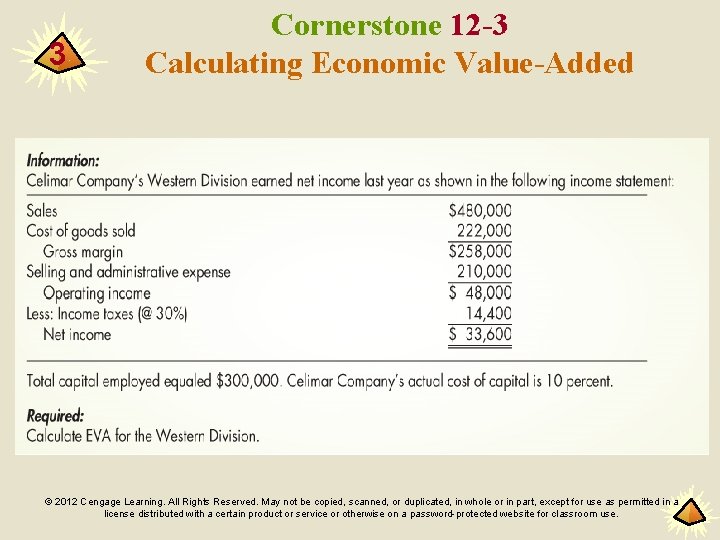 3 Cornerstone 12 -3 Calculating Economic Value-Added © 2012 Cengage Learning. All Rights Reserved.