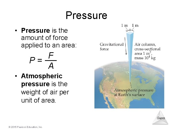 Pressure • Pressure is the amount of force applied to an area: F P= Pressure • Pressure is the amount of force applied to an area: F P=