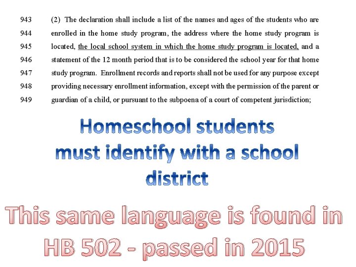 This same language is found in HB 502 - passed in 2015 